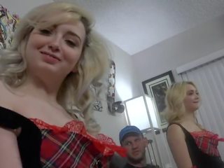 Hussie Auditions: 2 Petite Blondes with Braces Fuck 2 youths for the 1st Time