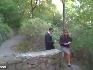 Outdoor dirty clip scene with a blonde